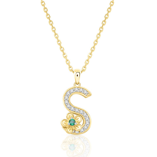 My Rose S Letter Necklace in Diamond - 18k Gold - Lynor