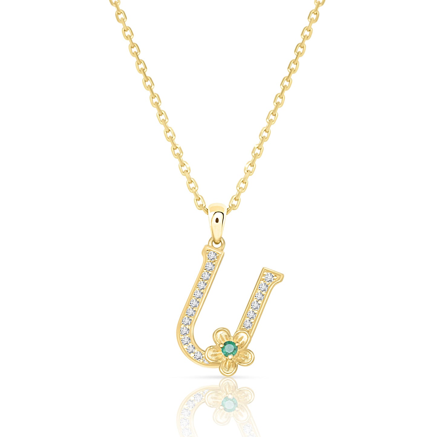 My Rose U Letter Necklace in Diamond - 18k Gold - Lynor
