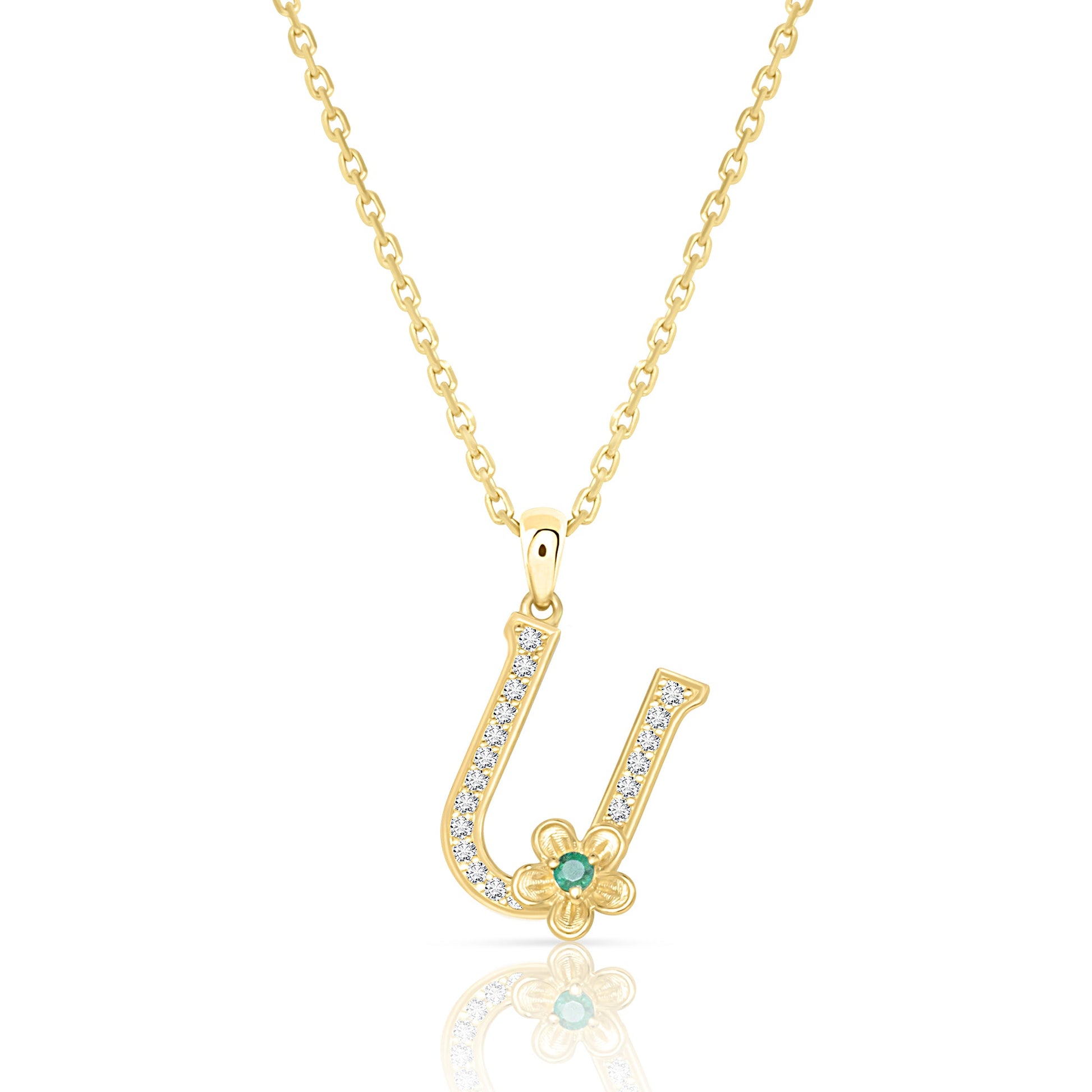 My Rose U Letter Necklace in Diamond - 18k Gold - Lynor
