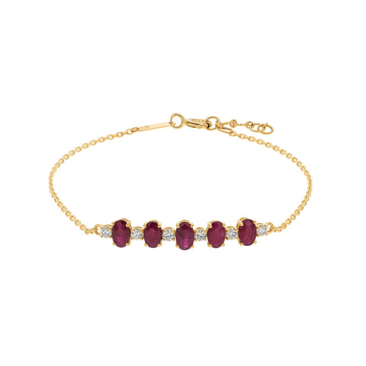 Oval Bracelet in Diamond and Ruby - 18k Gold - Lynor
