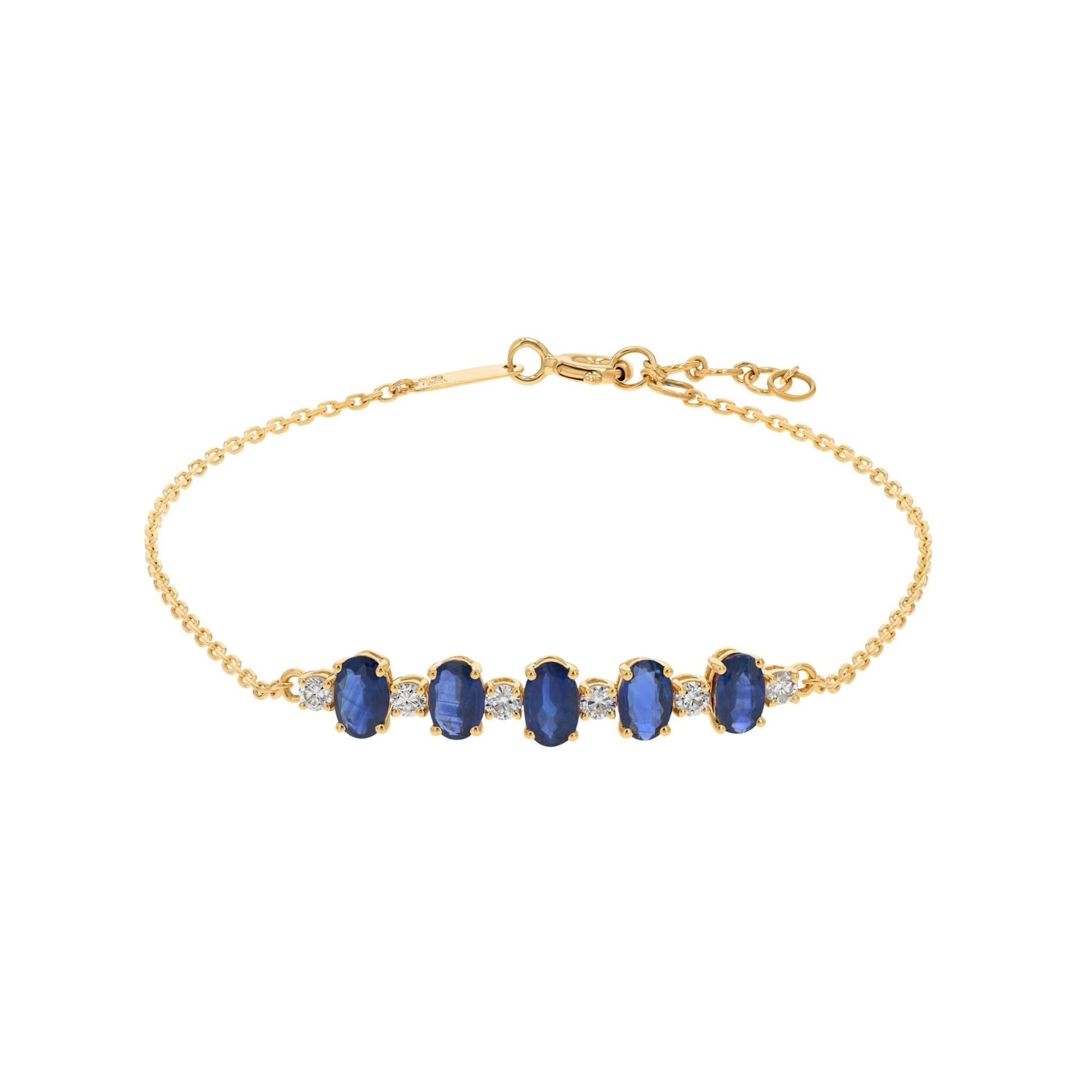 Oval Bracelet in Diamond and Sapphire - 18k Gold - Lynor