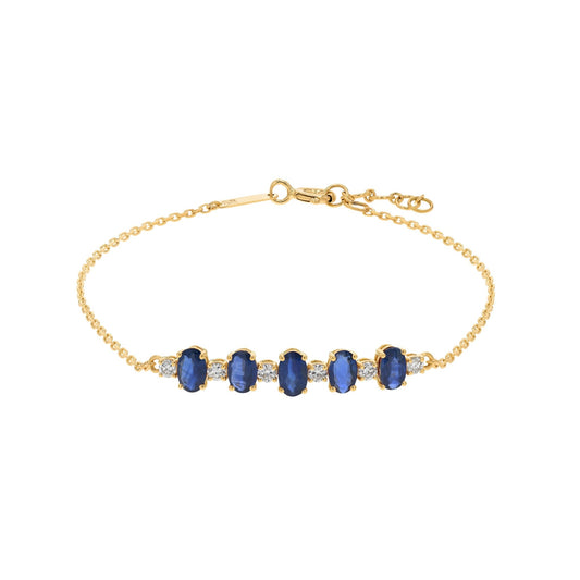 Oval Bracelet in Diamond and Sapphire - 18k Gold - Lynor