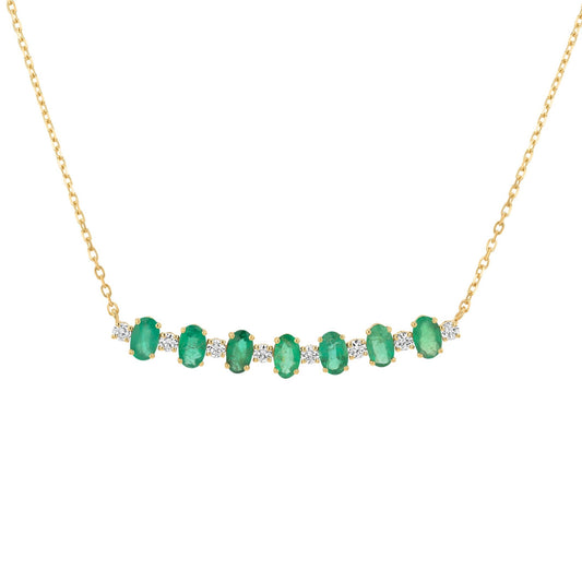 Oval Necklace in Diamond and Emerald - 18k Gold - Lynor