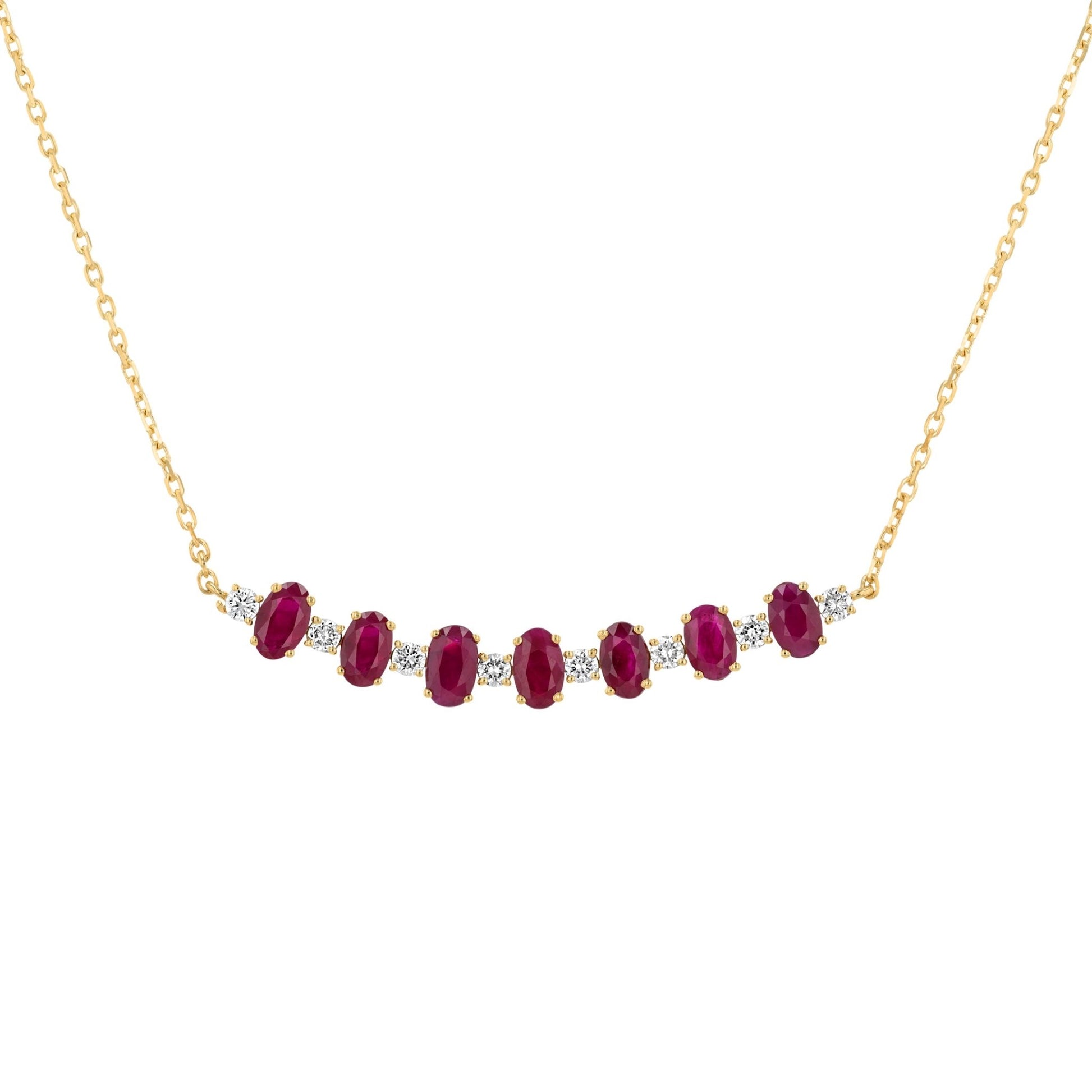 Oval Necklace in Diamond and Ruby - 18k Gold - Lynor