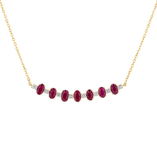 Oval Necklace in Diamond and Ruby - 18k Gold - Lynor