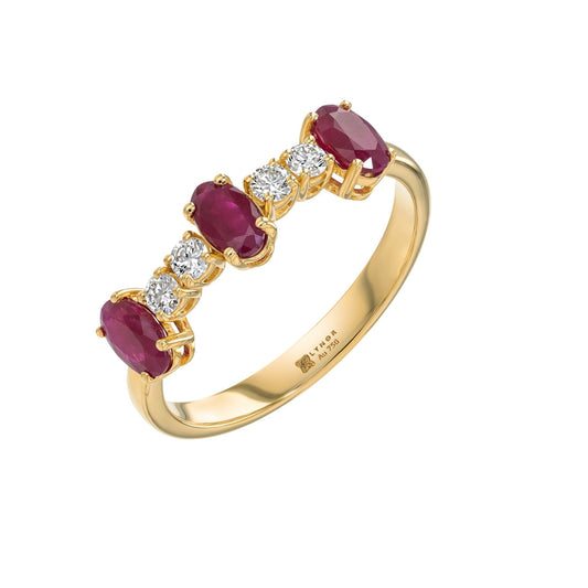 Oval Ring in Diamond and Ruby - 18k Gold - Lynor