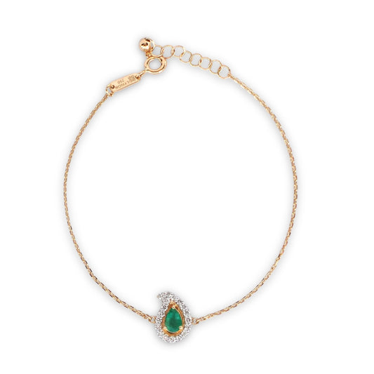 Paisley Bracelet in Diamond and Emerald - 18k Gold - Lynor