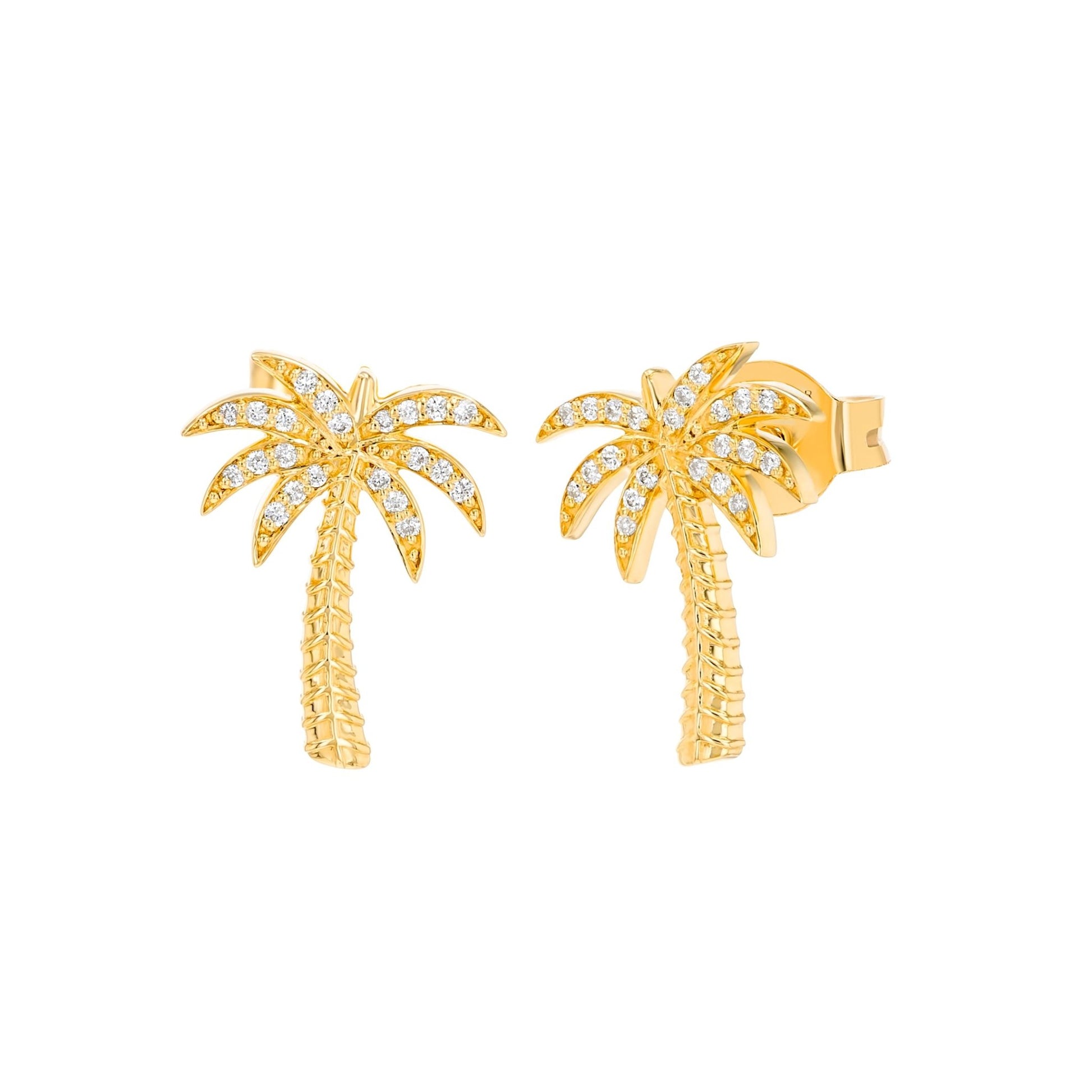 Palm Tree Earrings in Diamond - 18k Gold - Lynor
