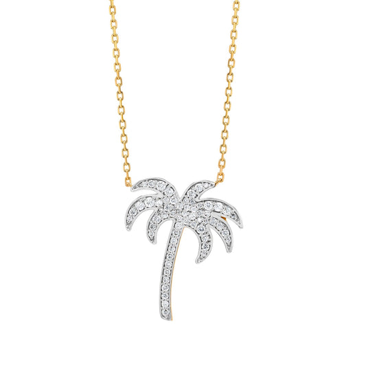 Palm Tree - Nakhla Necklace in Diamond - 18k Gold - Lynor