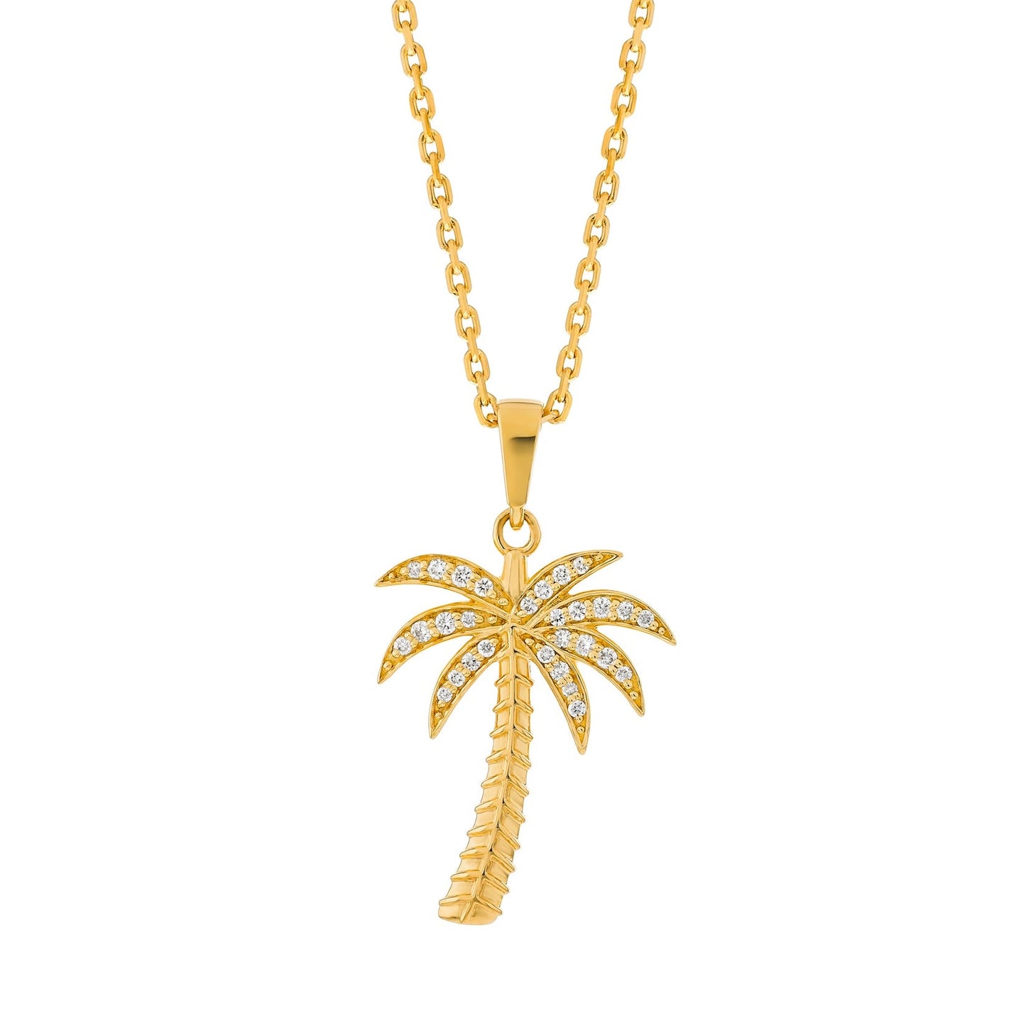 Palm Tree Necklace in Diamond - 18k Gold - Lynor