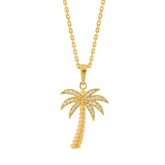 Palm Tree Necklace in Diamond - 18k Gold - Lynor