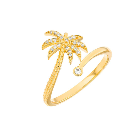 Palm Tree Twist Ring in Diamond - 18k Gold - Lynor
