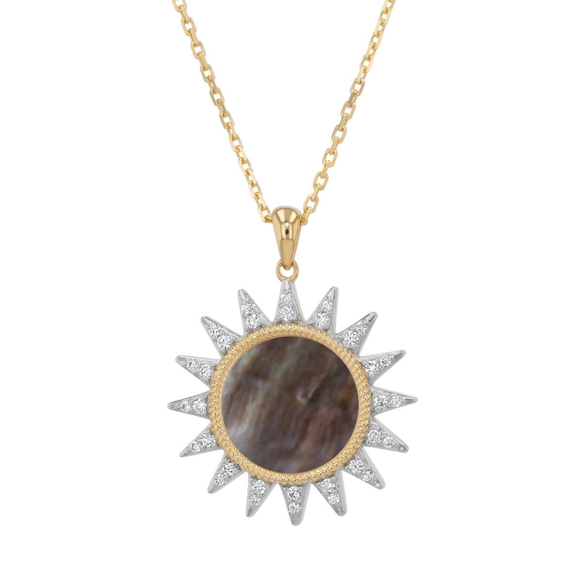 Rays Necklace in Diamond and Black Mother of Pearl - 18k Gold - Lynor