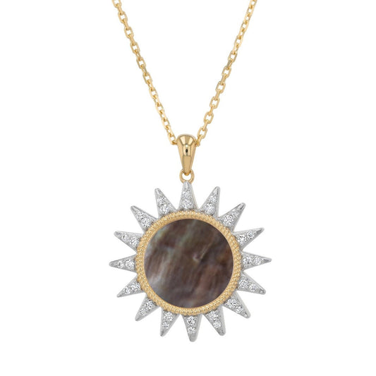 Rays Necklace in Diamond and Black Mother of Pearl - 18k Gold - Lynor