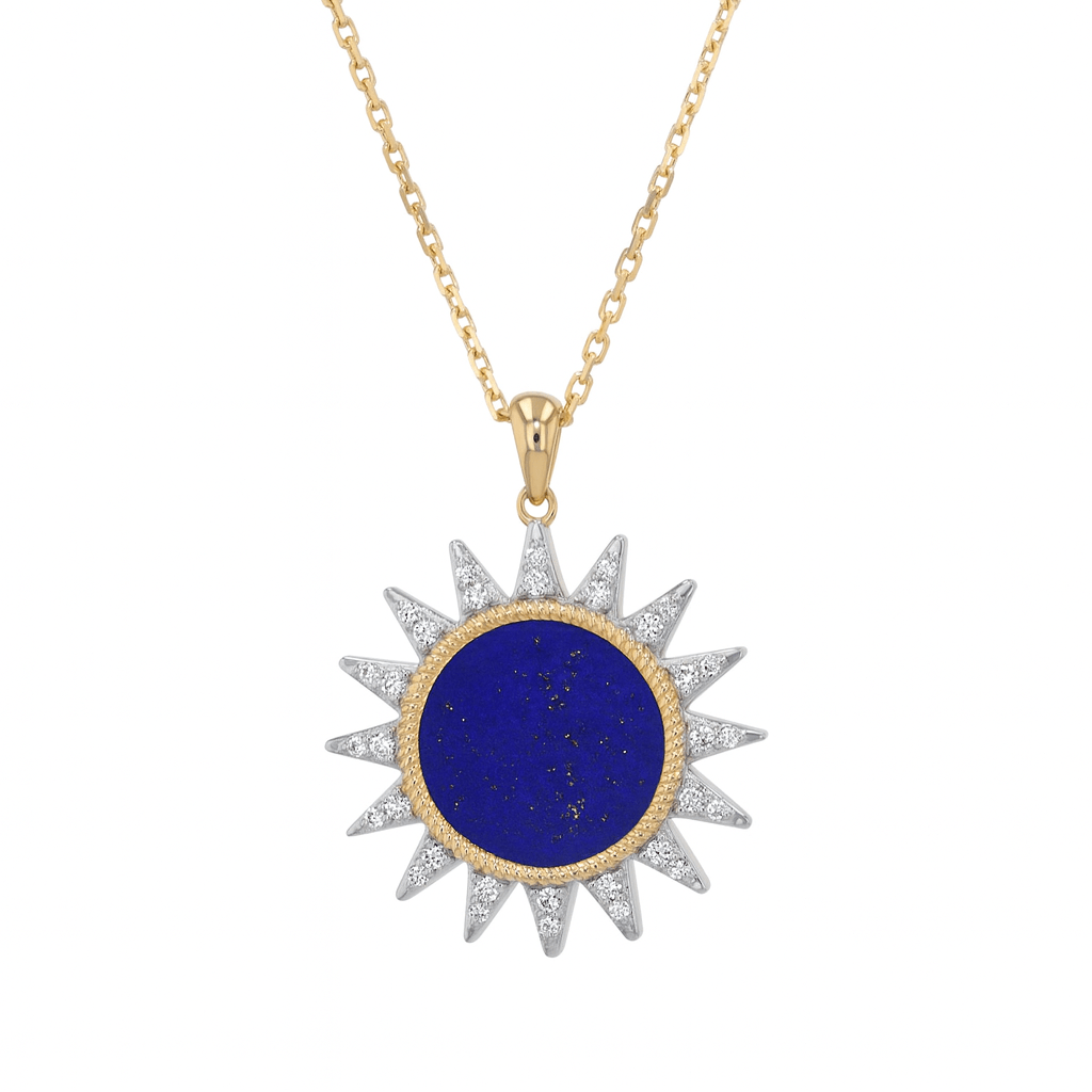 Rays Necklace in Diamond and Lapis Lazuli - 18k Gold - Lynor