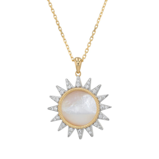 Rays Necklace in Diamond and Mother of Pearl - 18k Gold - Lynor
