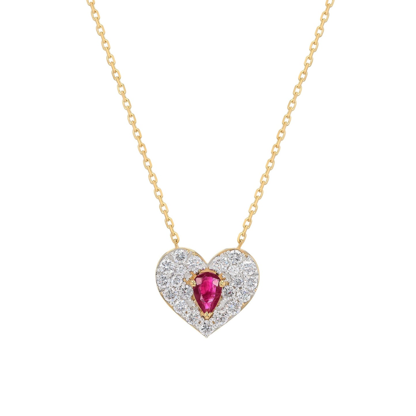 Rosea Heart Necklace in Ruby and Lab Grown Diamonds - 18k Gold - Lynor
