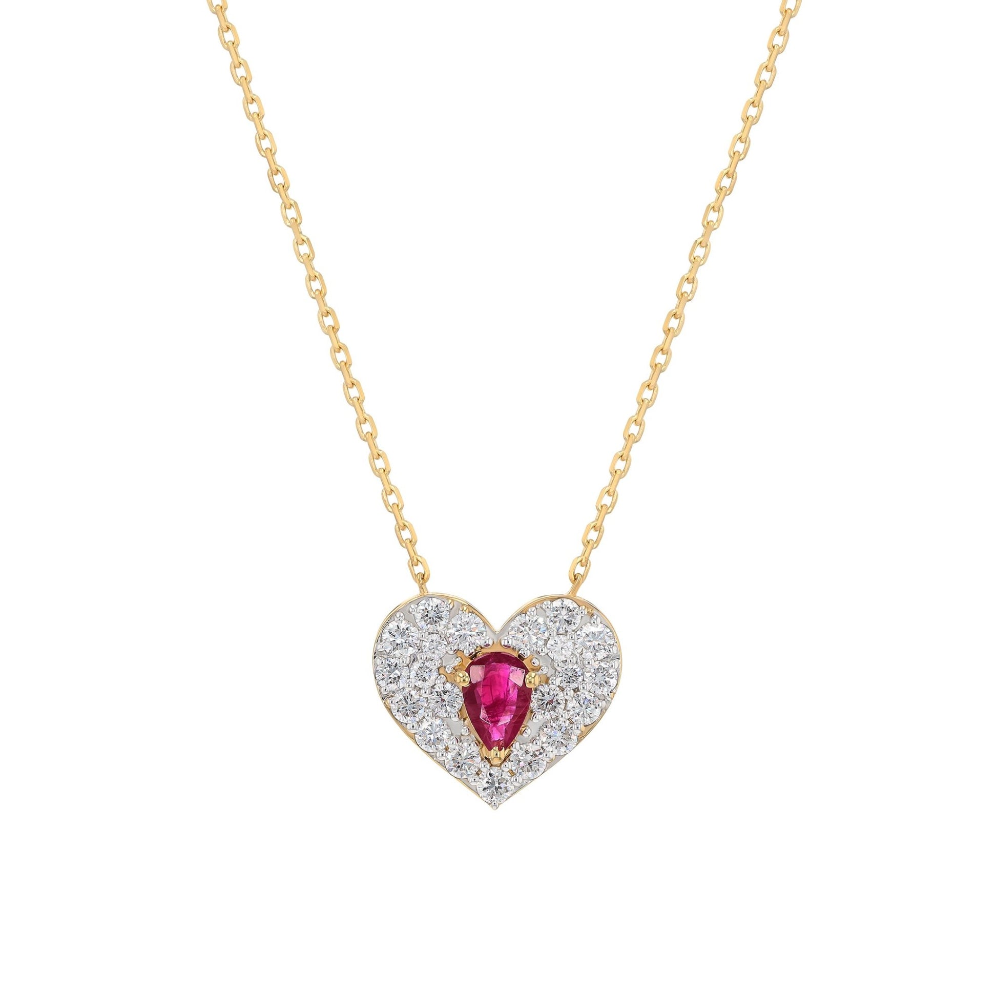 Rosea Heart Necklace in Ruby and Lab Grown Diamonds - 18k Gold - Lynor