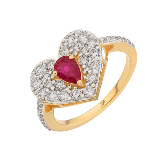 Rosea Heart Ring in Ruby and Lab Grown Diamond - 18k Gold - Lynor