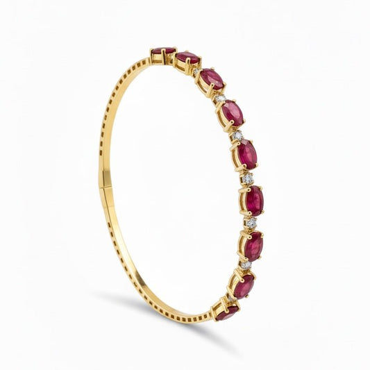 Rubies Bangle in Diamond and Ruby - 18k Gold - Lynor