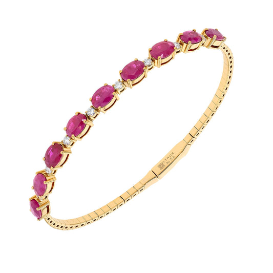 Rubies Bangle in Diamond and Ruby - 18k Gold - Lynor