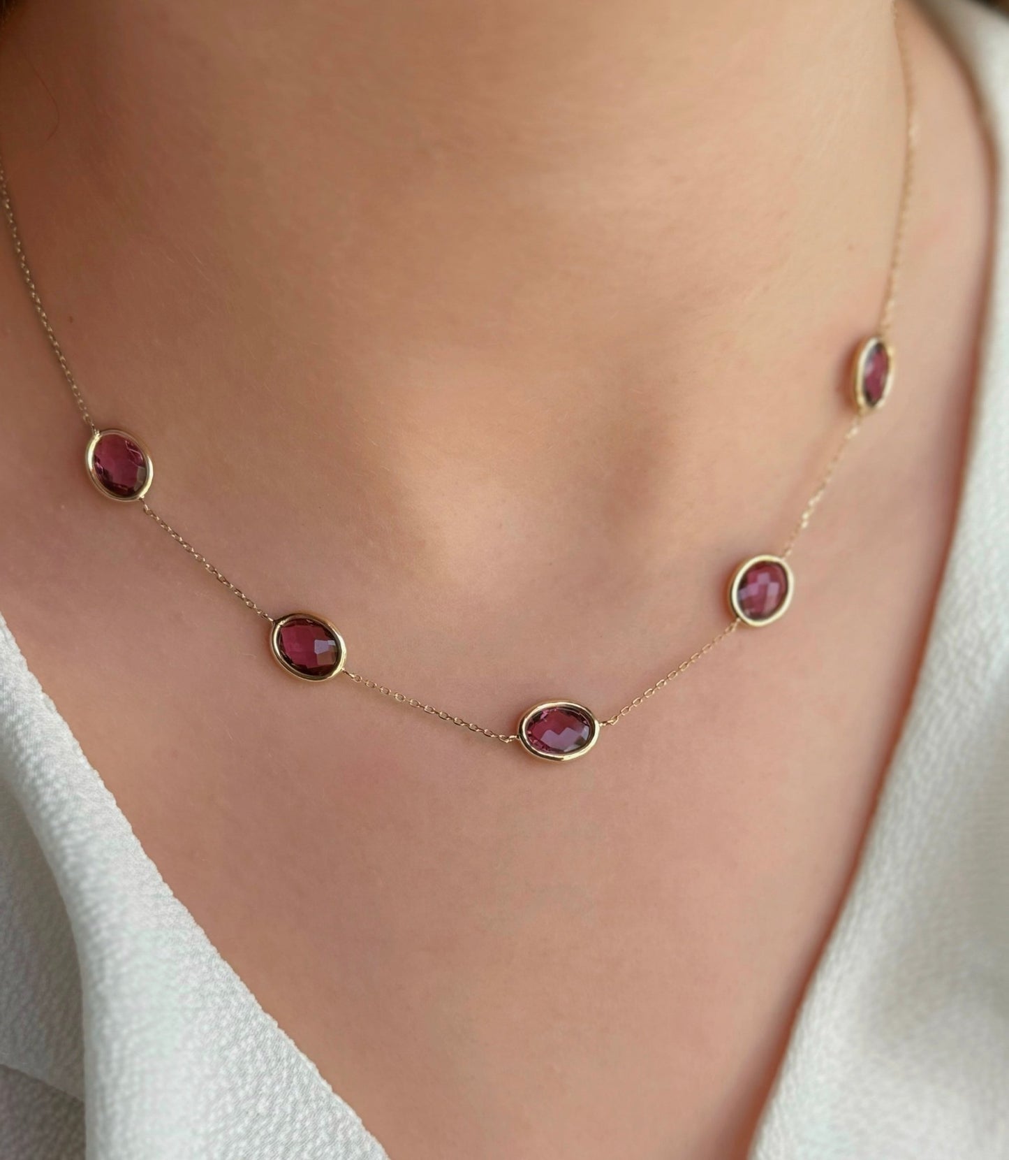 Sabina Necklace in Pink topaz - 18k Gold - Lynor