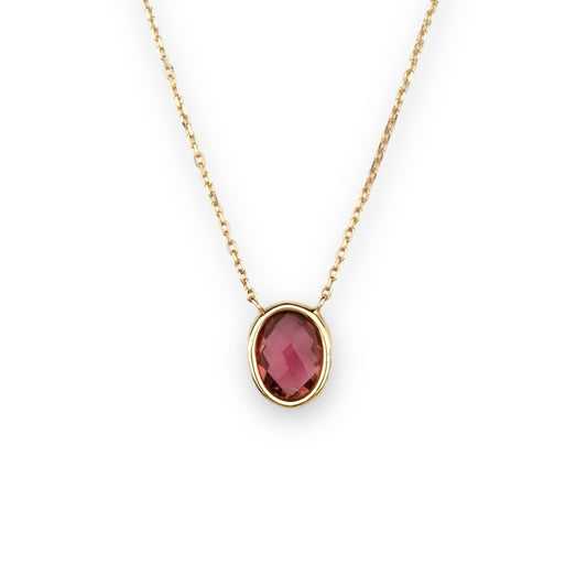 Sabina Necklace in Tourmaline (1 Stone) - 18k Gold - Lynor