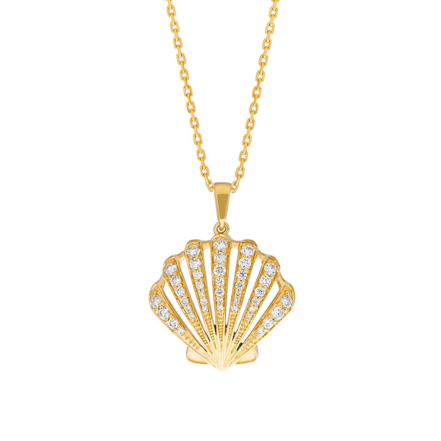 Seashell Necklace in Diamond - 18k Gold - Lynor