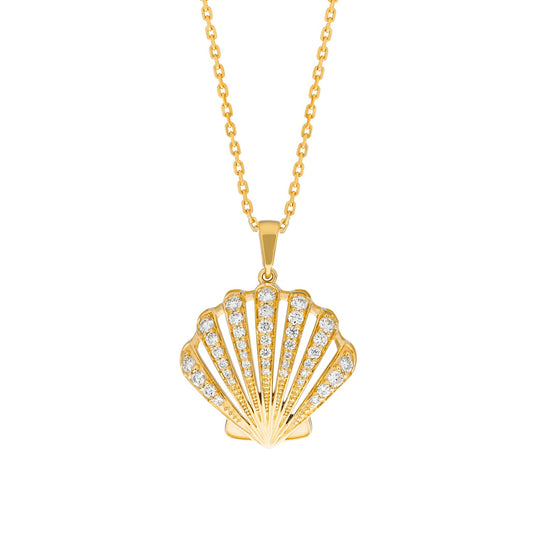 Seashell Necklace in Diamond - 18k Gold - Lynor