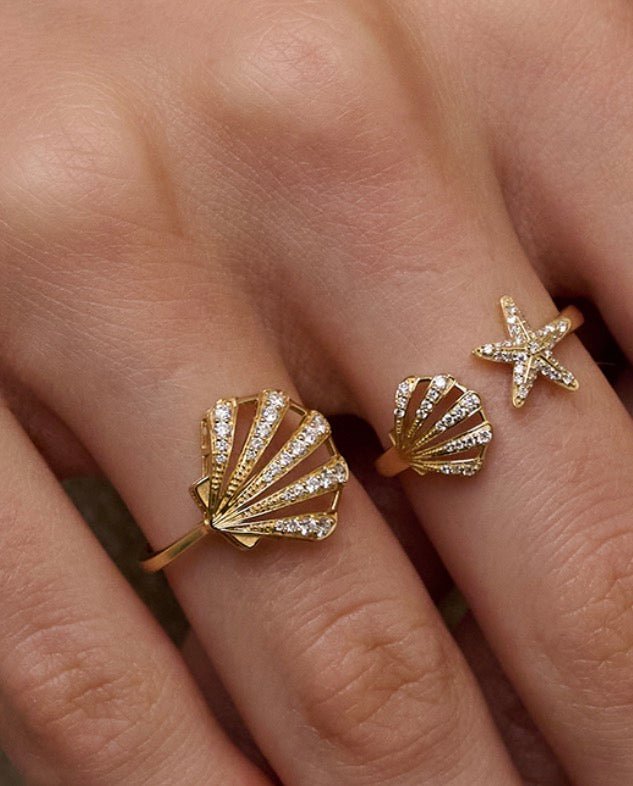 Seashell Ring in Diamond - 18k Gold - Lynor
