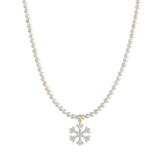 Snowflake Pearl Strand Necklace - 18k Gold - Lynor