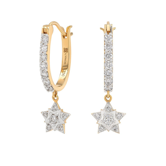 Stella Huggie Earrings in Diamond - 18k Gold - Lynor