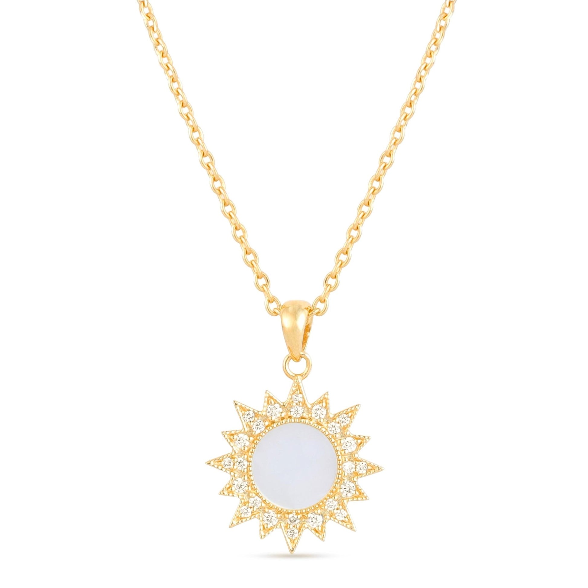 Sunbeam Necklace in Diamond and Mother of Pearl - 18k Gold - Lynor