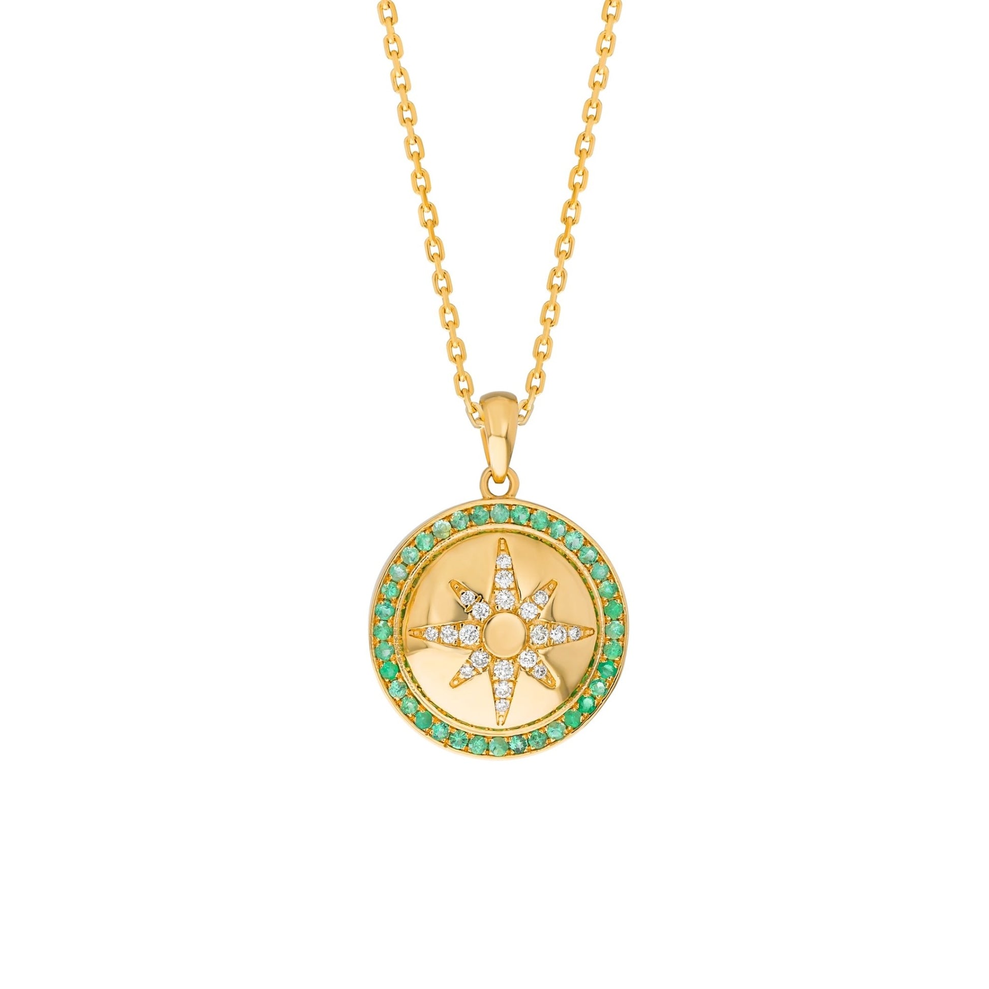 Sundrop Necklace in Diamond and Emerald - 18k Gold - Lynor