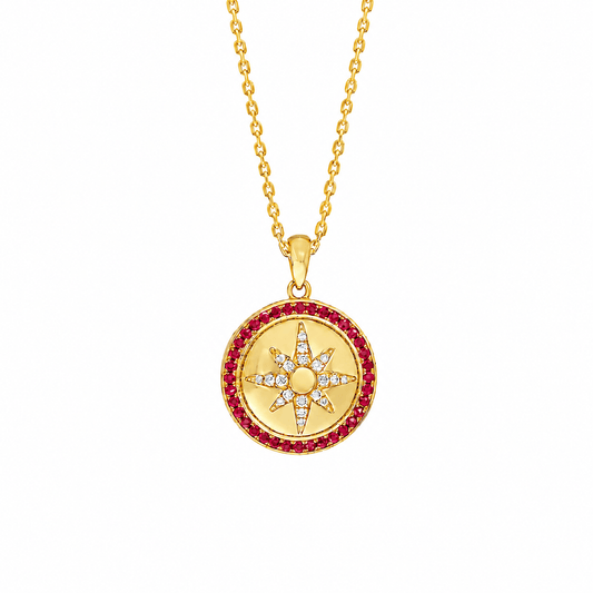 Sundrop Necklace in Diamond and Ruby - 18k Gold - Lynor