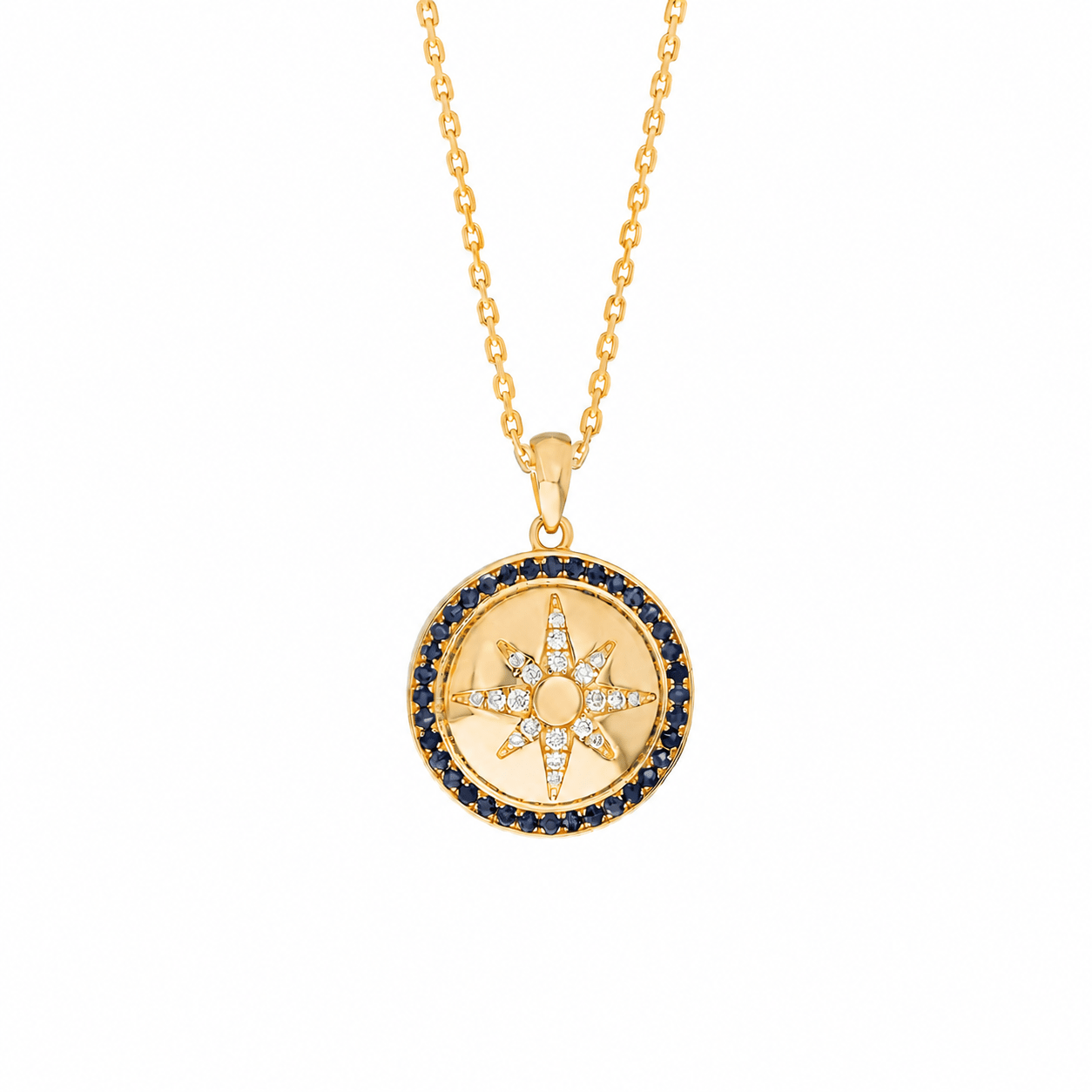 Sundrop Necklace in Diamond and Sapphire - 18k Gold - Lynor