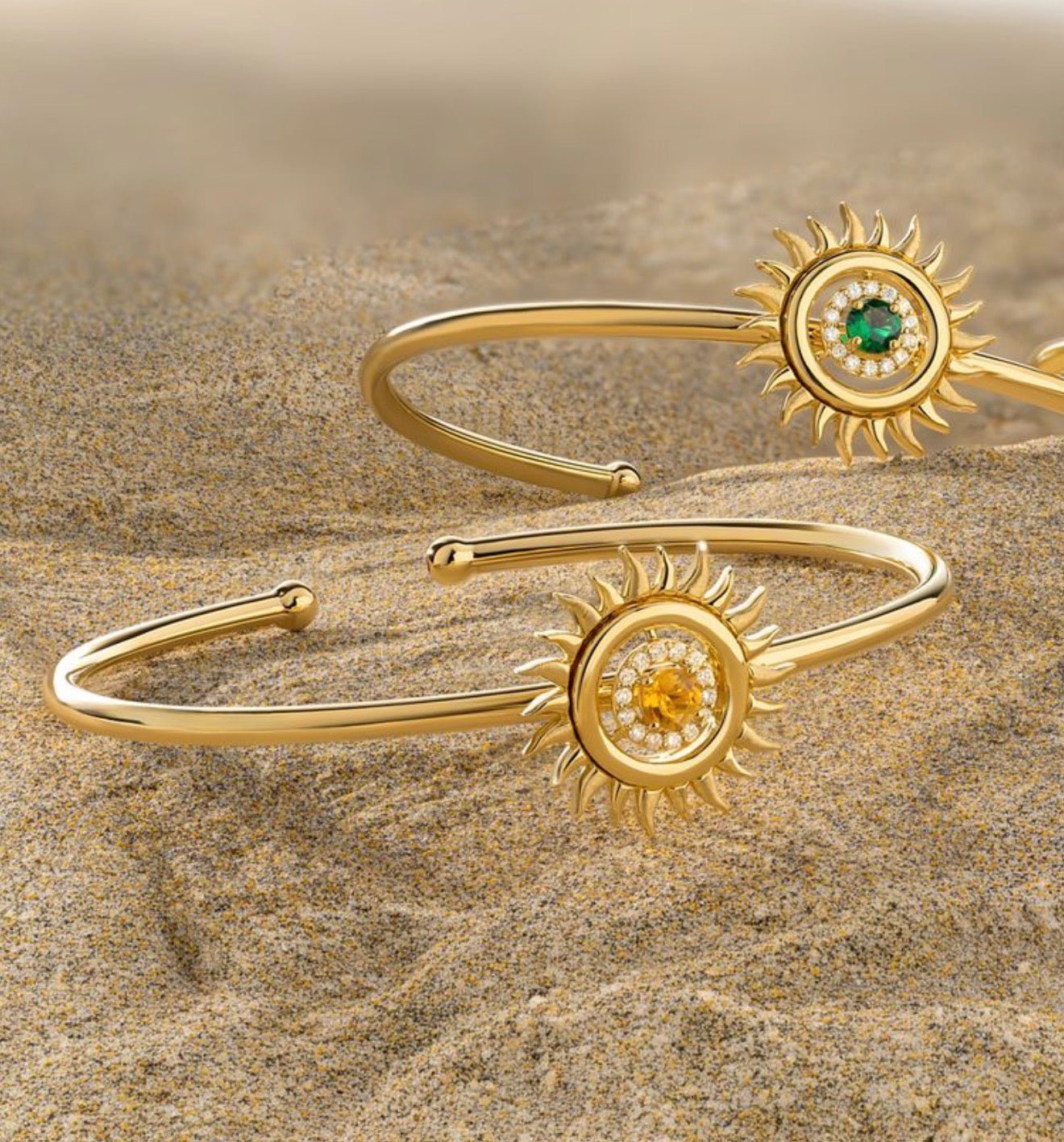 Sunflare Bangle in Diamond and Citrine - 18k Gold - Lynor