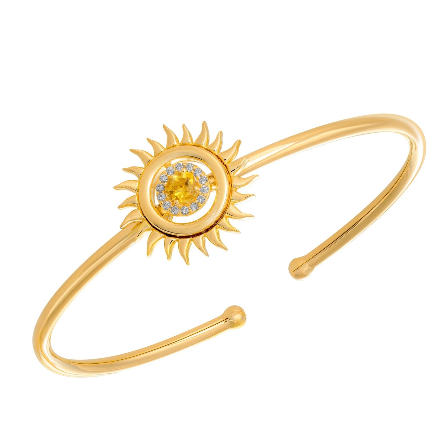 Sunflare Bangle in Diamond and Citrine - 18k Gold - Lynor