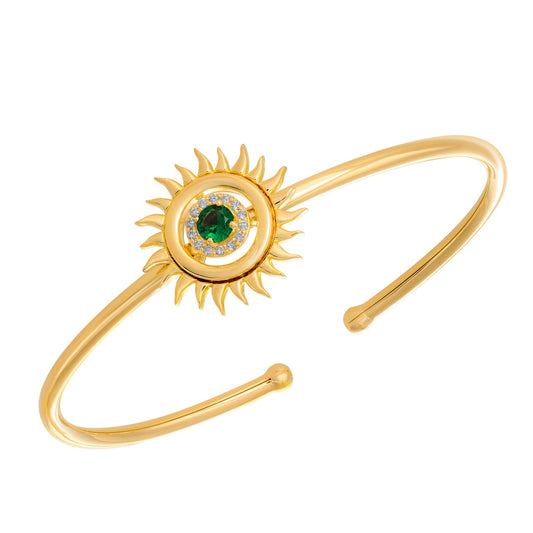Sunflare Bangle in Diamond and Emerald - 18k Gold - Lynor