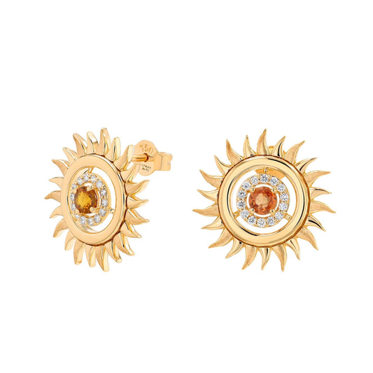 Sunflare Earrings in Diamond and Citrine - 18k Gold - Lynor