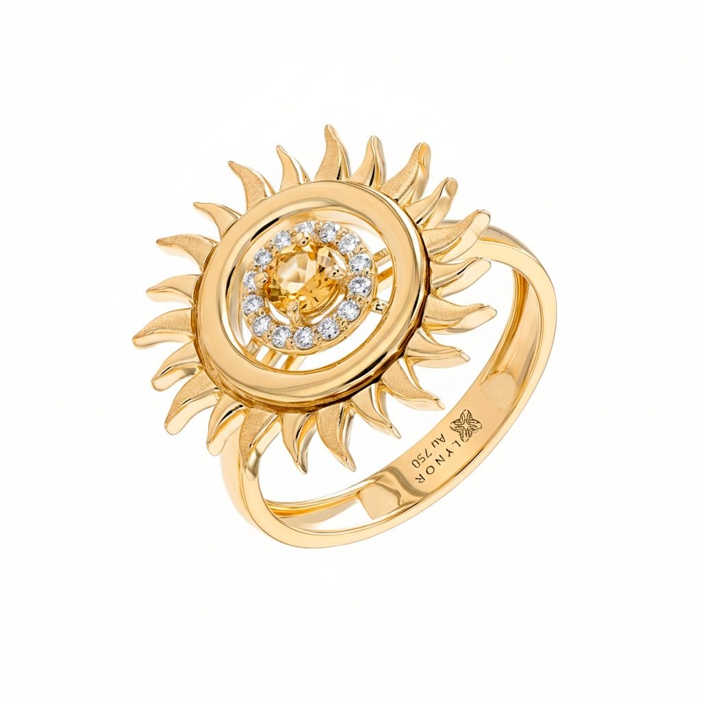 Sunflare Medium Ring in Diamond and Citrine - 18k Gold - Lynor