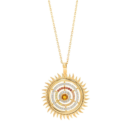 Sunflare Necklace in Diamond and Gemstones - 18k Gold - Lynor