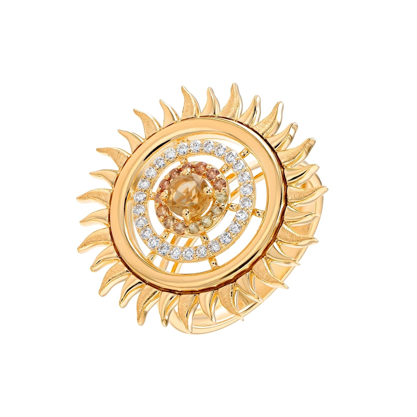 Sunflare Ring in Diamond and Citrine - 18k Gold - Lynor