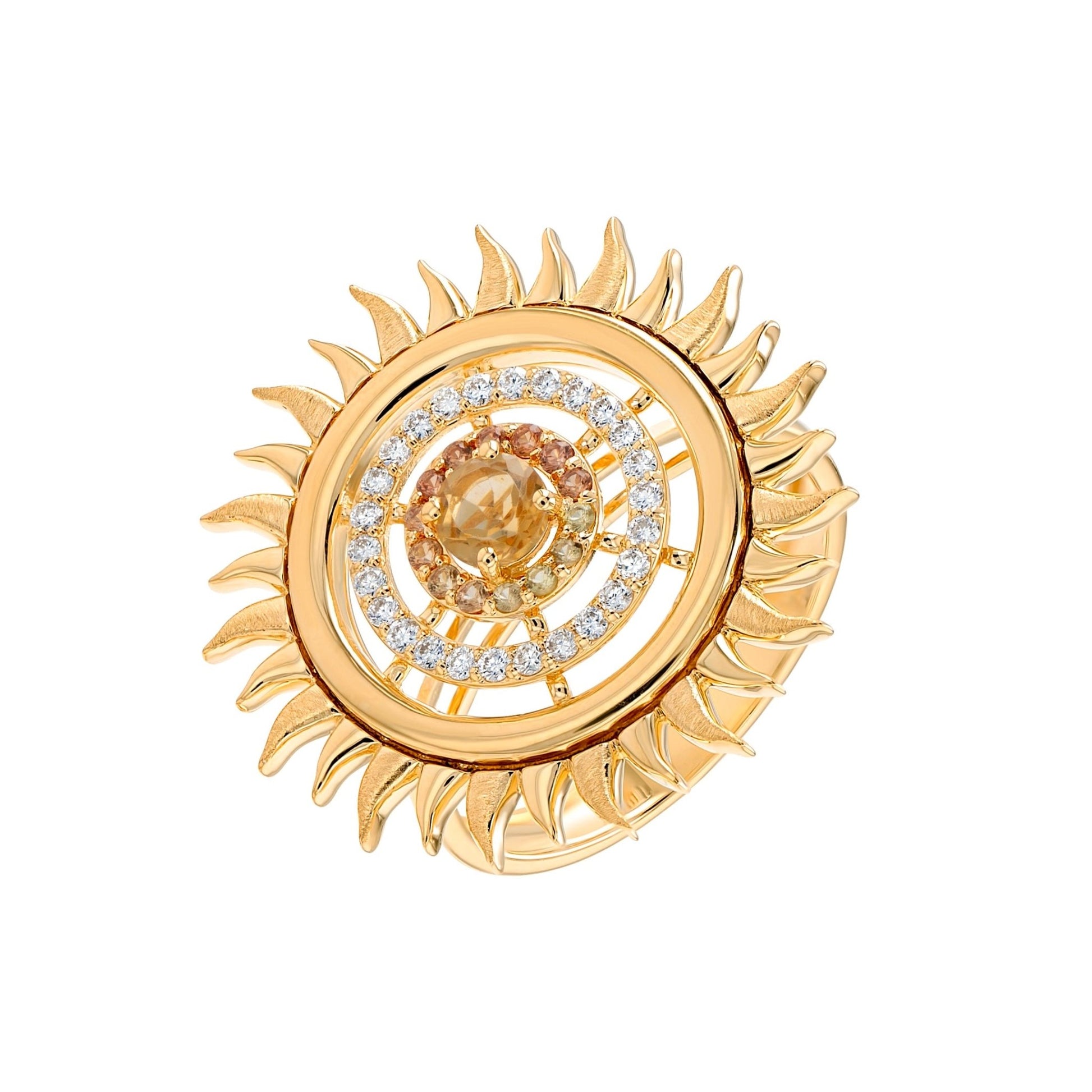 Sunflare Ring in Diamond and Citrine - 18k Gold - Lynor