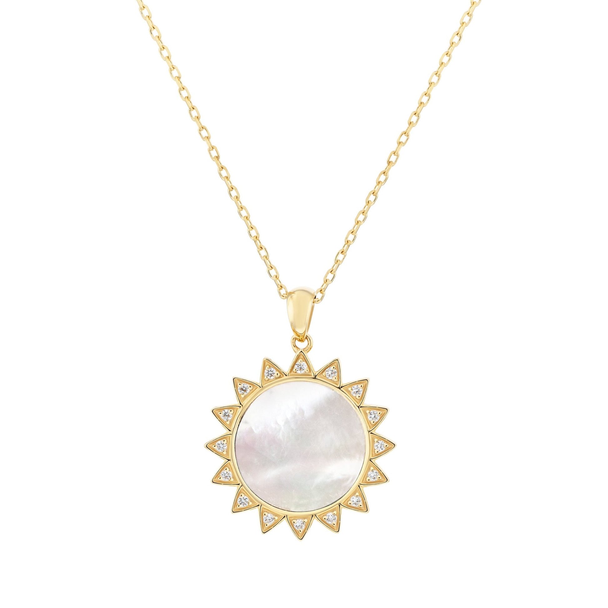 Sunshine Necklace in Mother of Pearl and Diamond - 18k Gold - Lynor