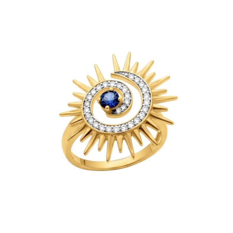 Sunspiral Ring in Diamond and Sapphire - 18k Gold - Lynor