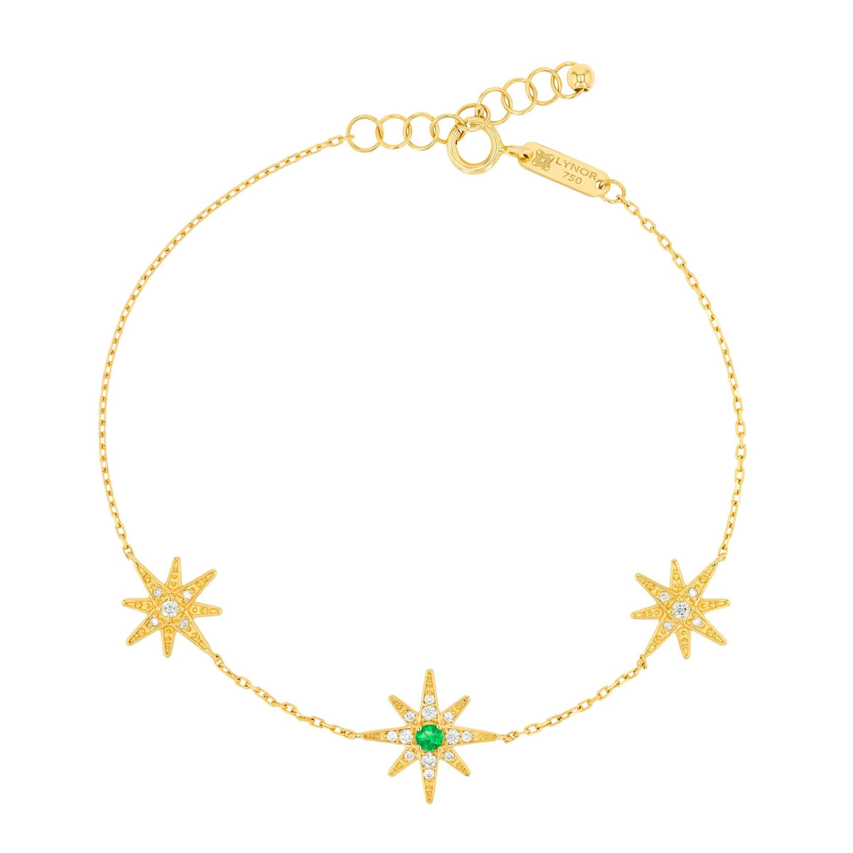 Trio Astra Bracelet in Diamond and Emerald - 18k Gold - Lynor