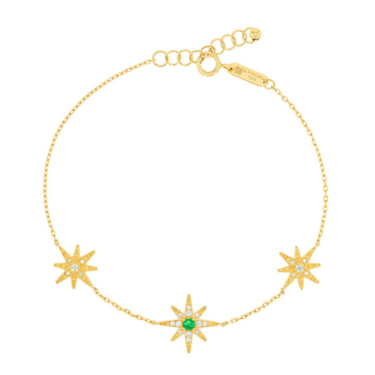 Trio Astra Bracelet in Diamond and Emerald - 18k Gold - Lynor