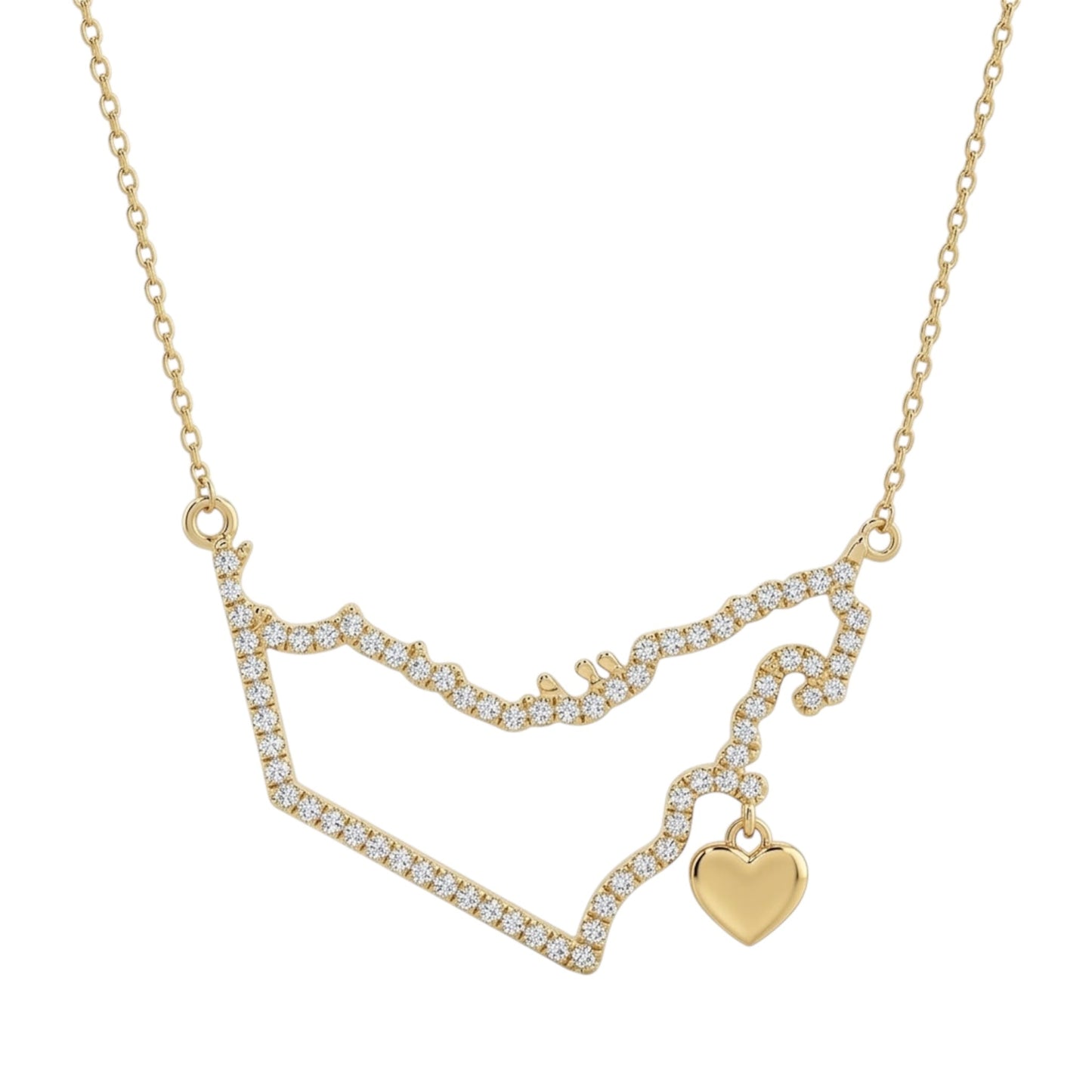 UAE Map Necklace in Diamond - 18k Gold - Lynor