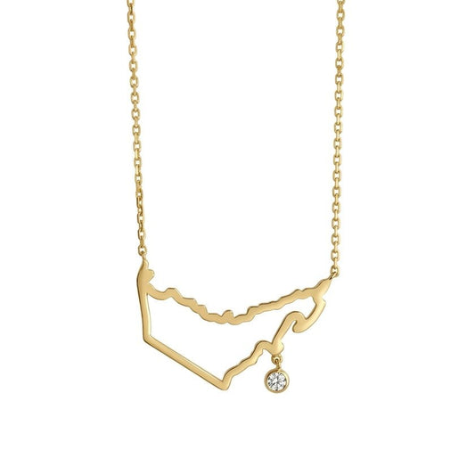 UAE Map Necklace in Diamond - 18k Gold - Lynor